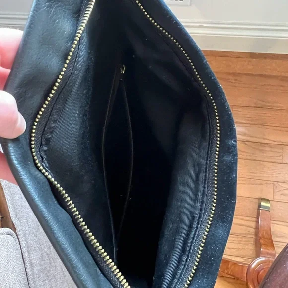 BCBGMaxAzria Black Fold-Over Clutch with Gold Accent - Picture 4 of 9